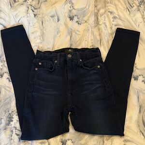 7 For All Mankind Women's Dark Wash High Waist Ankle Skinny Jeans